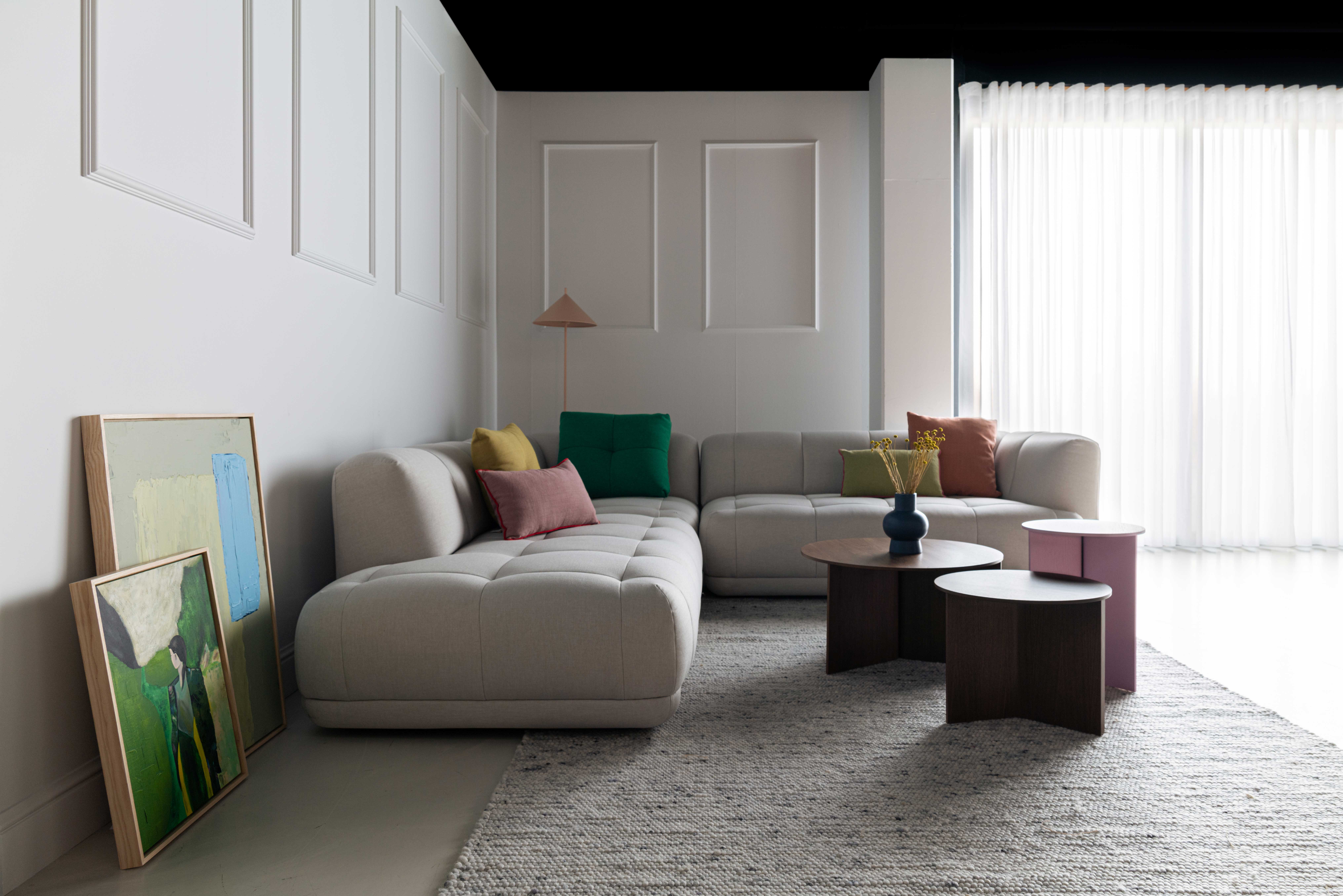 Hoeksalon Quilton met longchair (links) - lichtgrijs