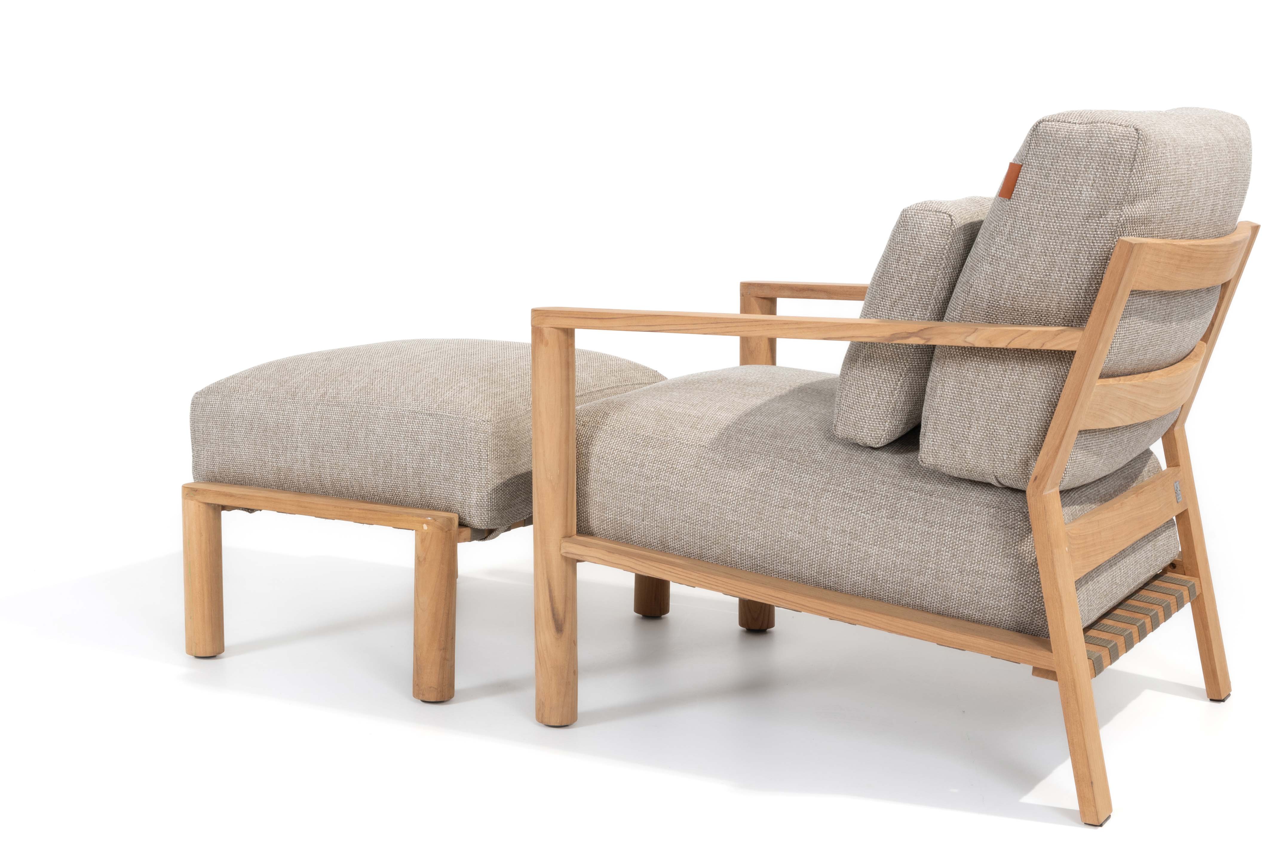 Voetbank Lucas incl. kussen - beige/teak