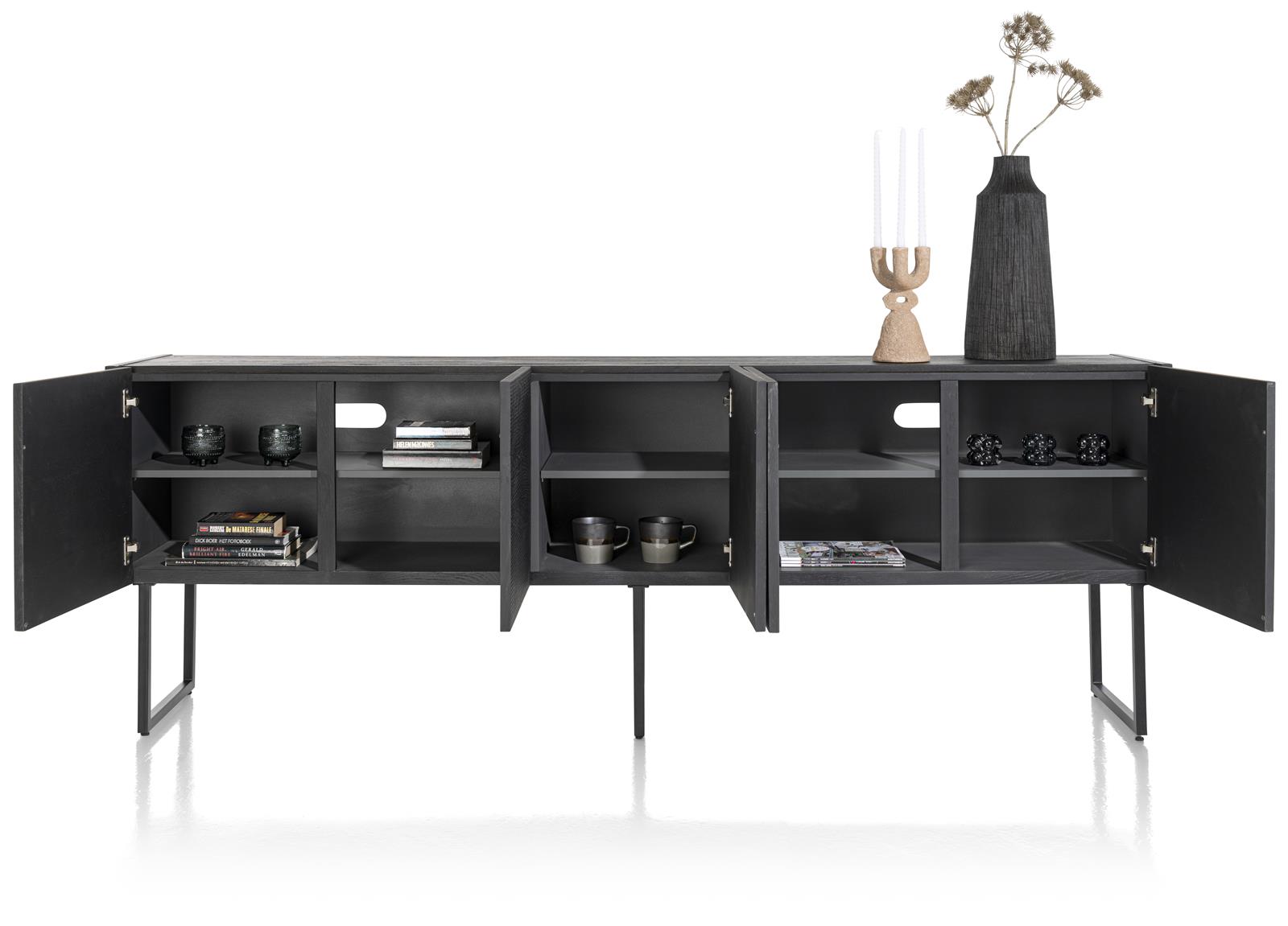 Dressoir Carving met 5 deuren - zwart eiken