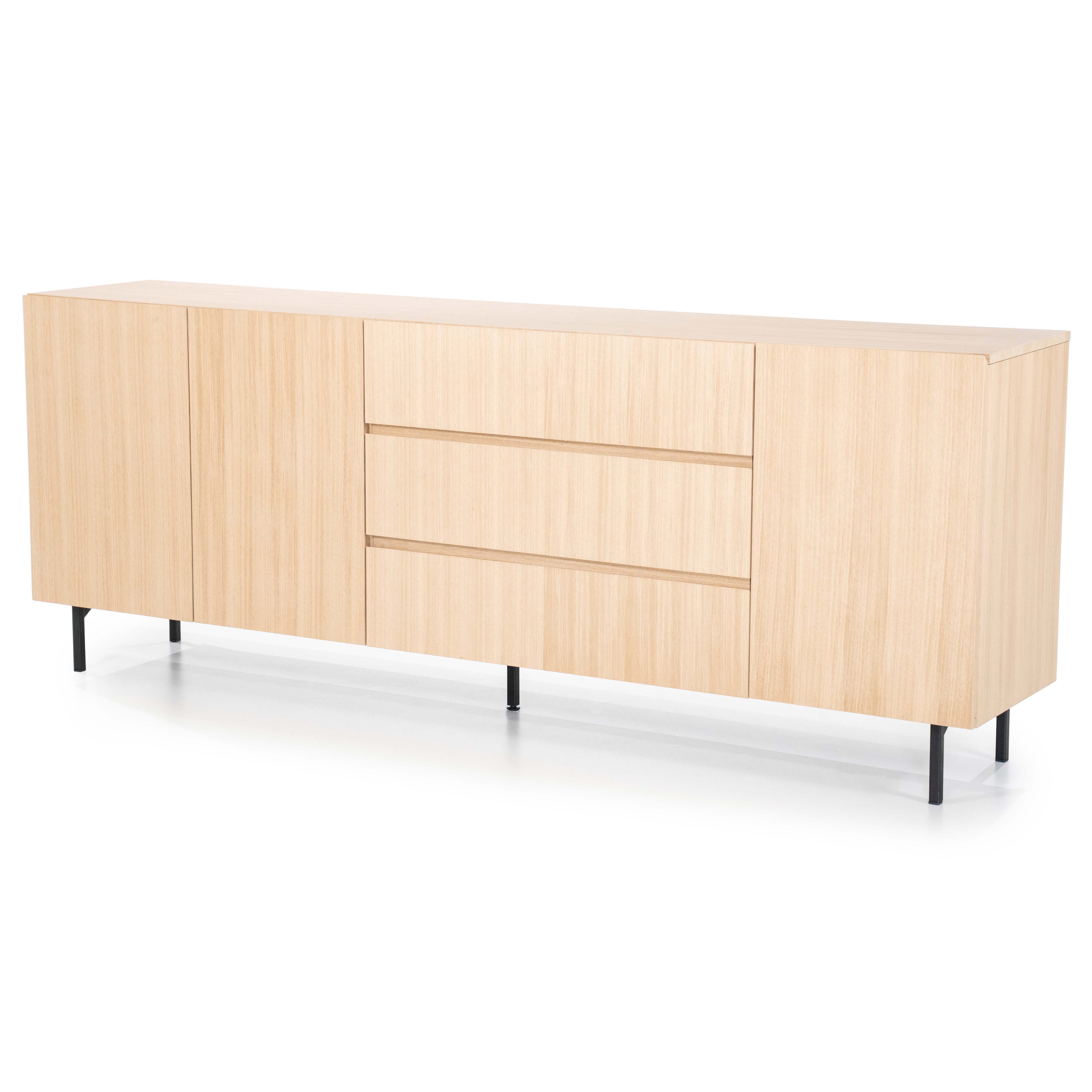 Houten dressoir 3 deuren 3 lades - natuur eiken