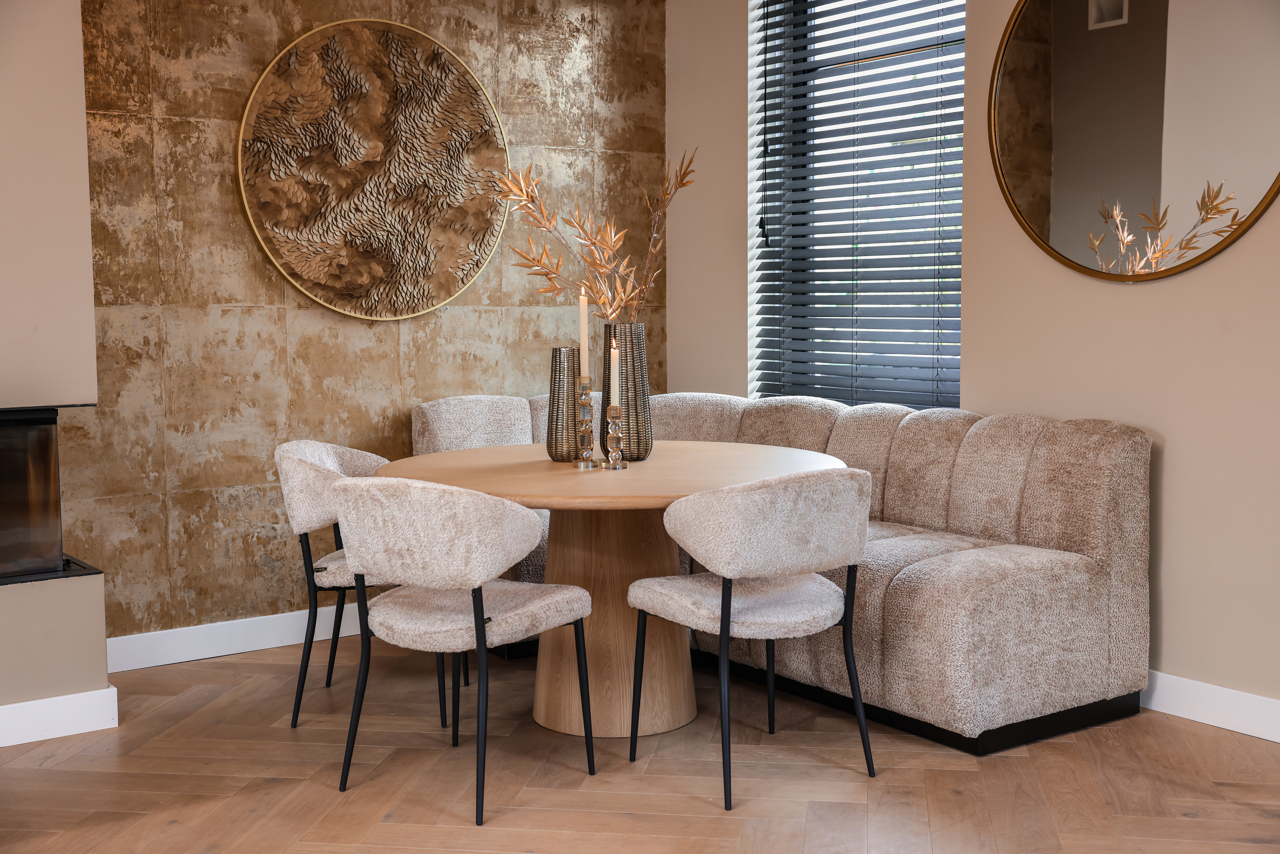 Eetkamerbank Hillway ronde hoek - beige