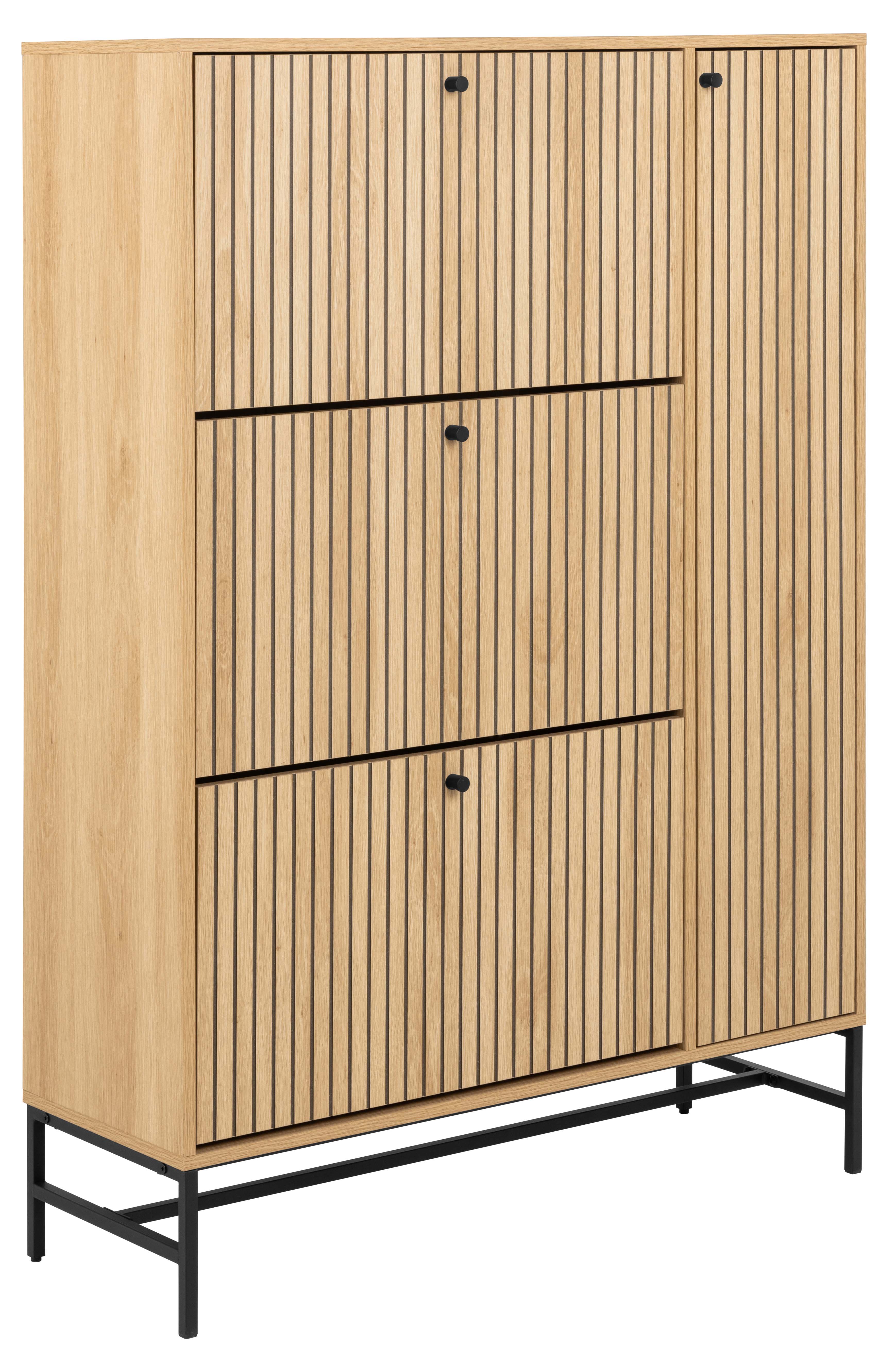 Schoenenkast met deur - eik/zwart