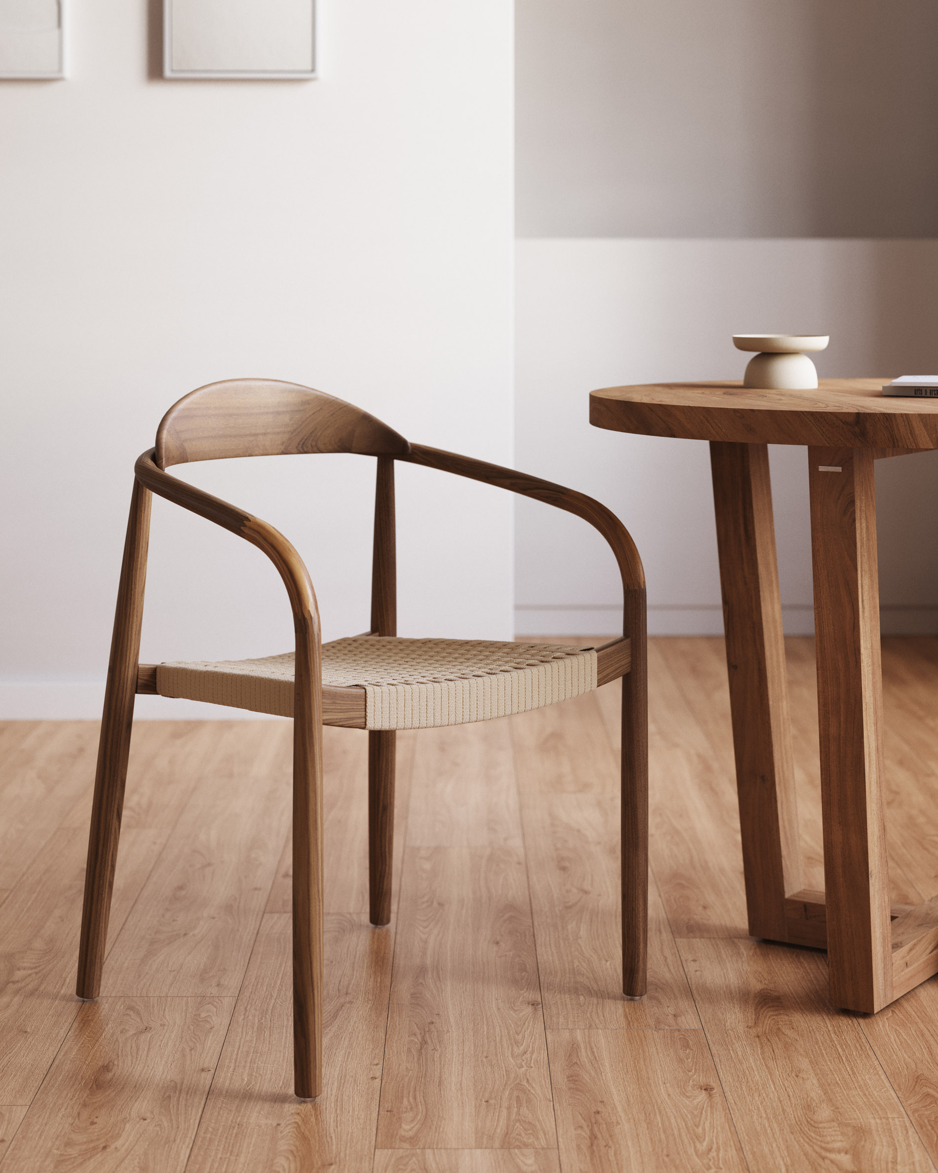 Houten armstoel stapelbaar - walnoot acacia