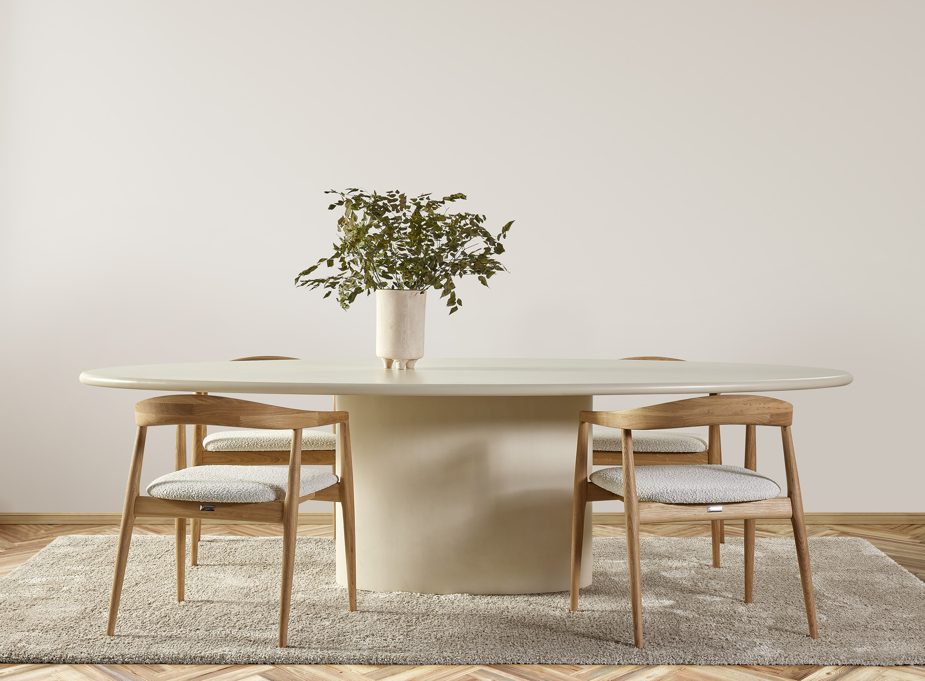 Ovale eettafel Microskin 260x120cm - latte ecru