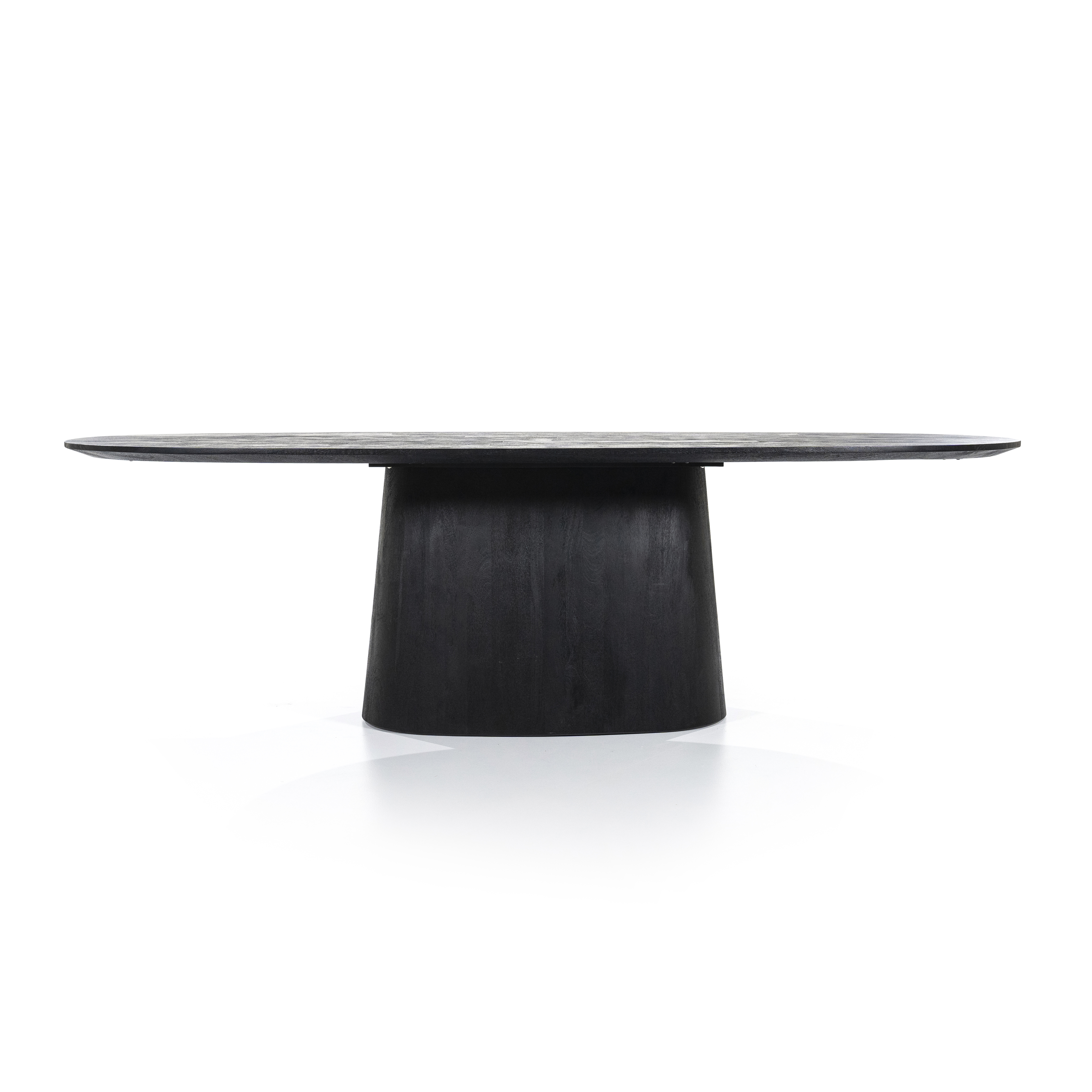 Ovale eettafel mangohout 250x110cm - zwart