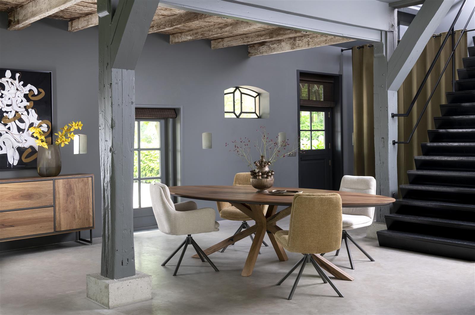 Draaibare kuipstoel Mia - Oker geel