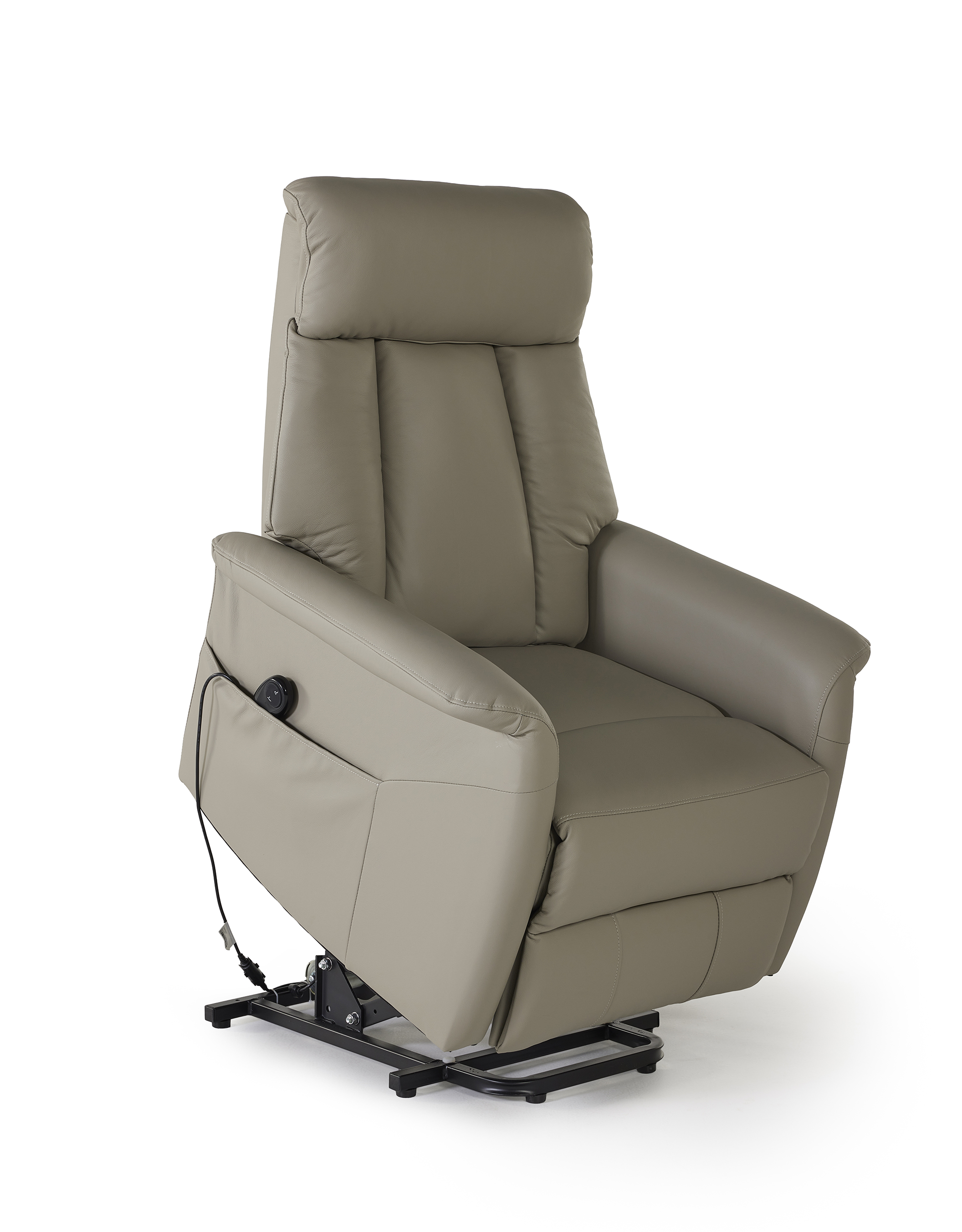 Elektrische relaxzetel met uitstaphulp - lichtgrijs leder