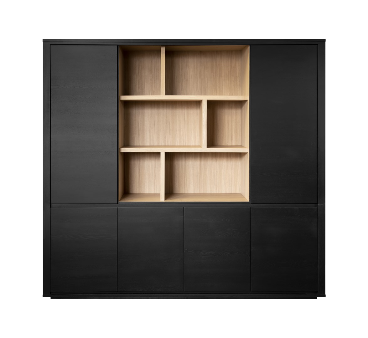 Wandkast asymmetrisch - black matte/smoked oak