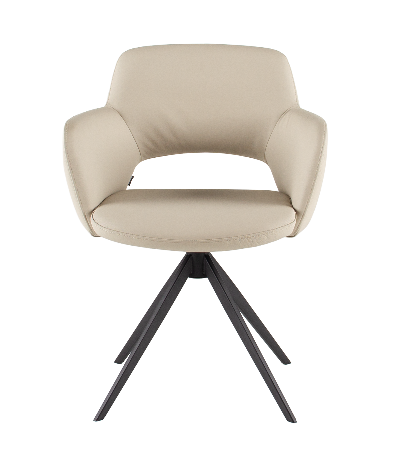 Draaibare kuipstoel in leder - beige