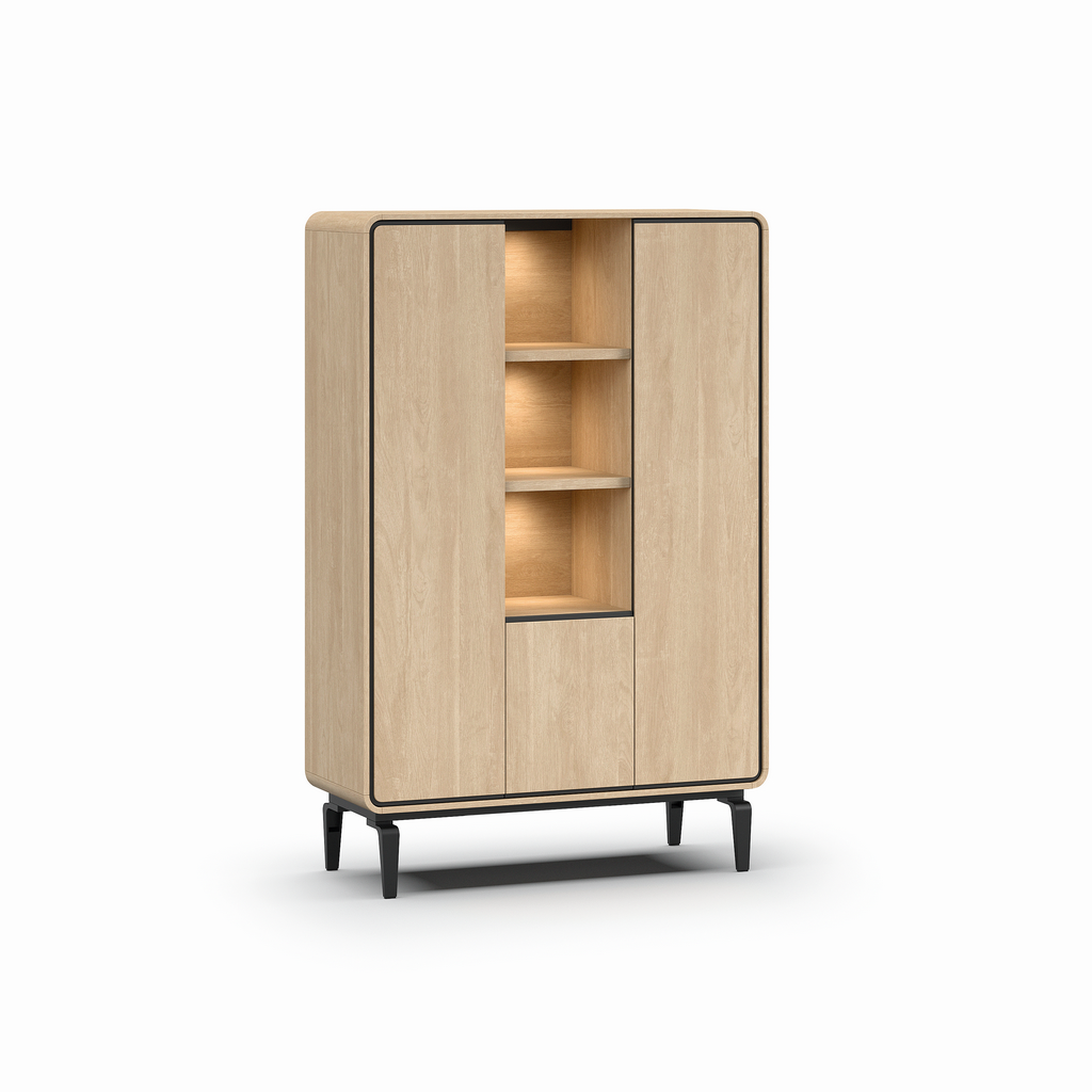 Barkast incl. verlichting - brushed sand oak nature