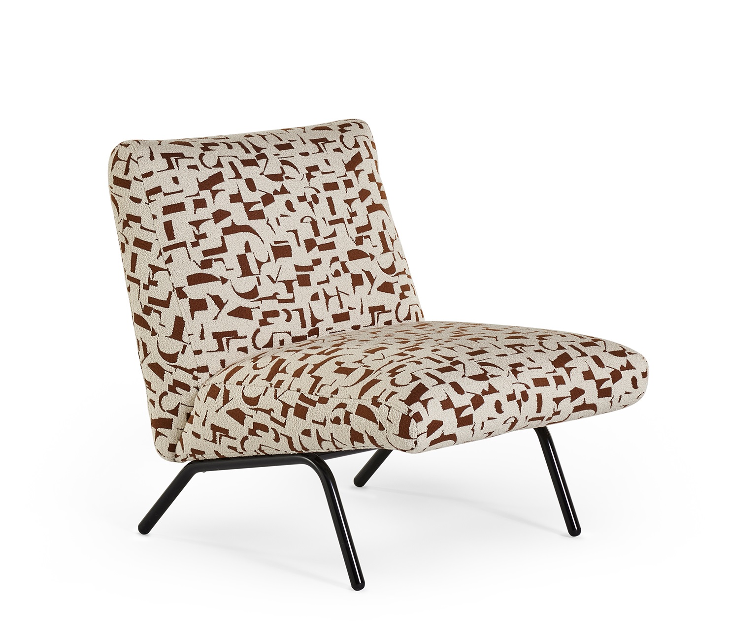 Fauteuil met print - bruin/wit