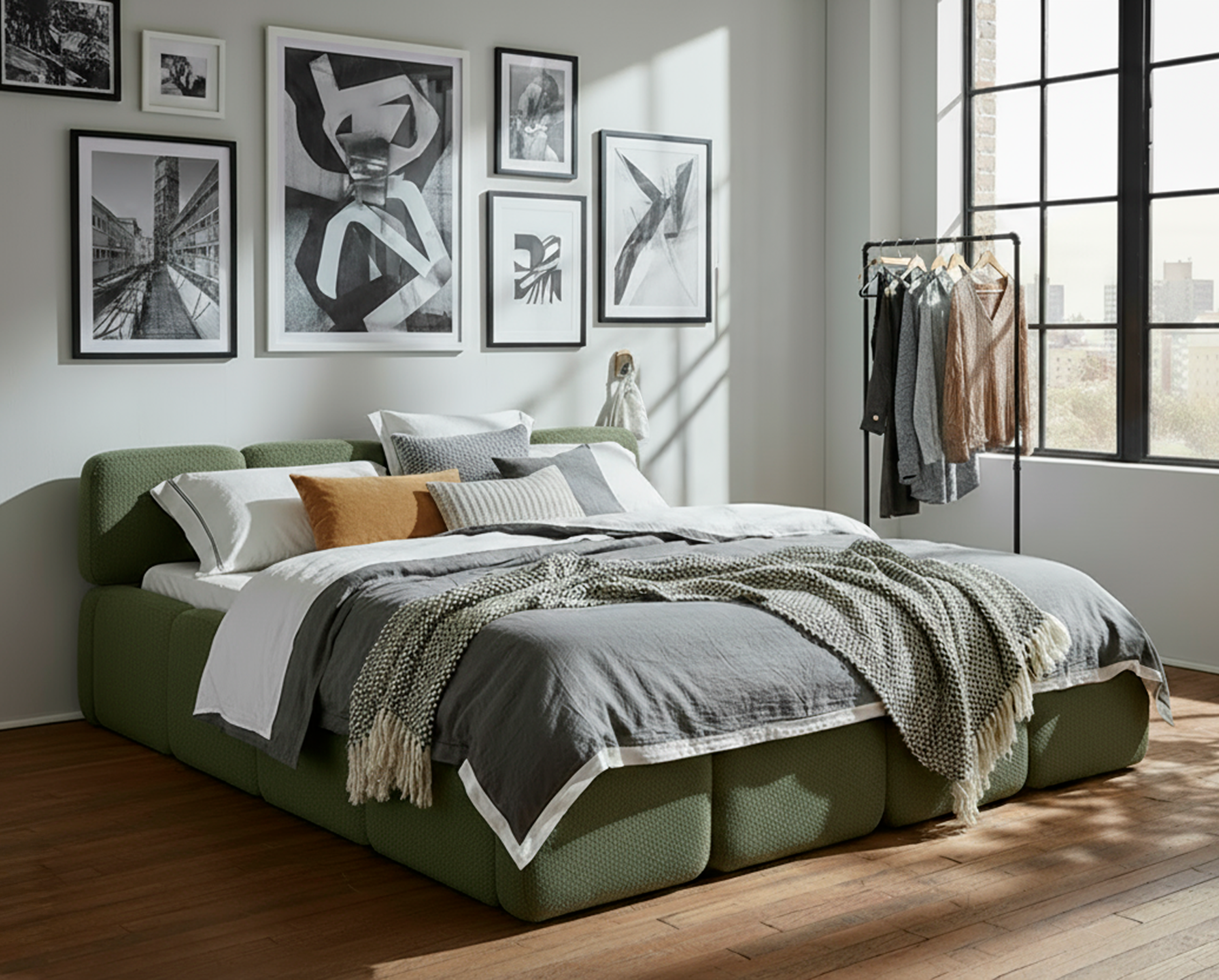 Boxspring (excl. matras) 180x200cm - donkergroen