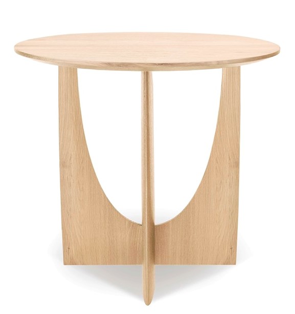 Bijzettafel Geometric Design teak hout dia. 51 cm - naturel